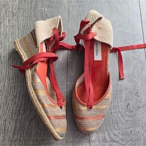 Calvin Klein Elin Wedged Ankle Wrap Espadrilles 8